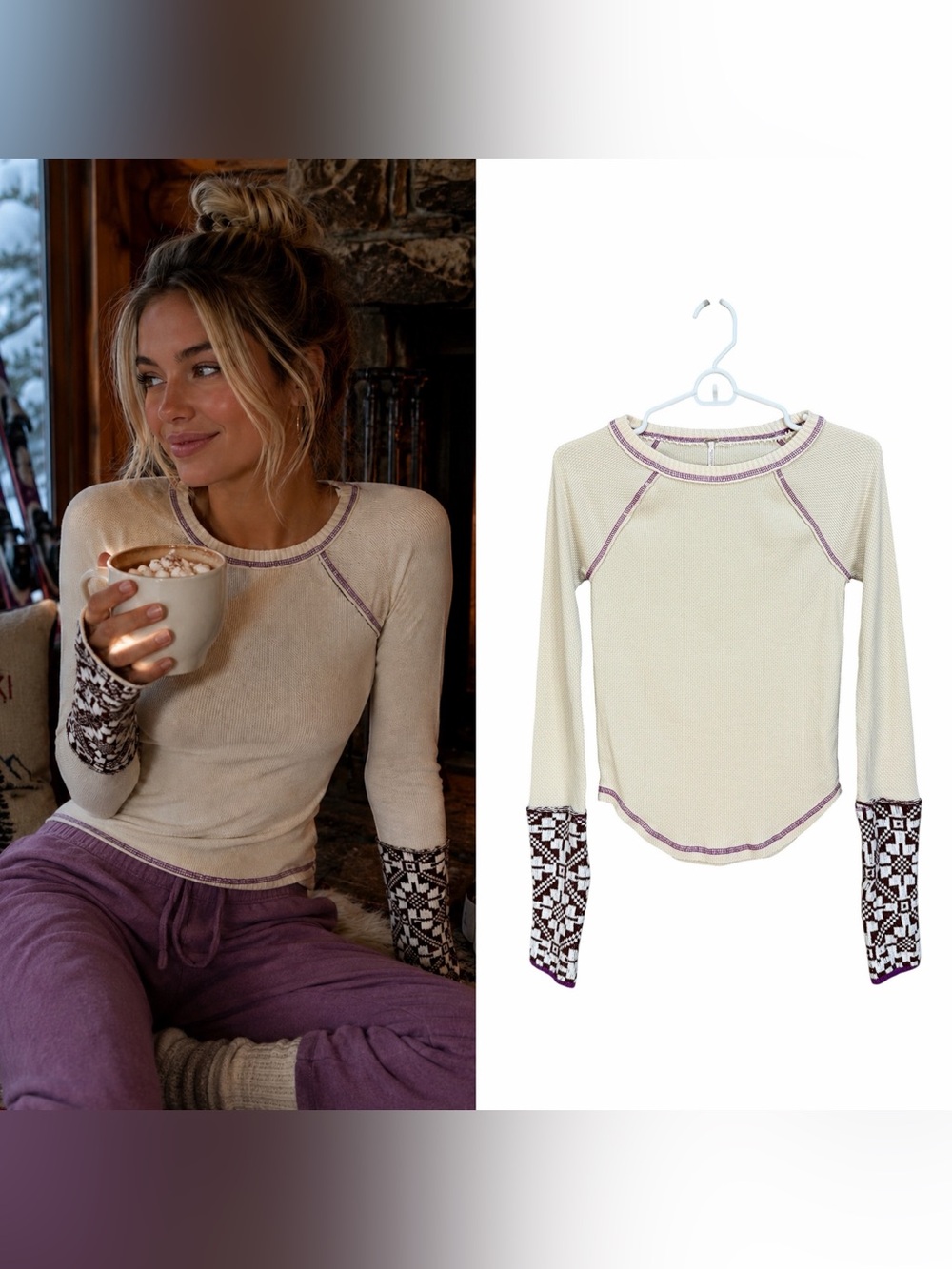 NWT Free People She's Reversible Thermal Cuff Top WOMEN's Small
